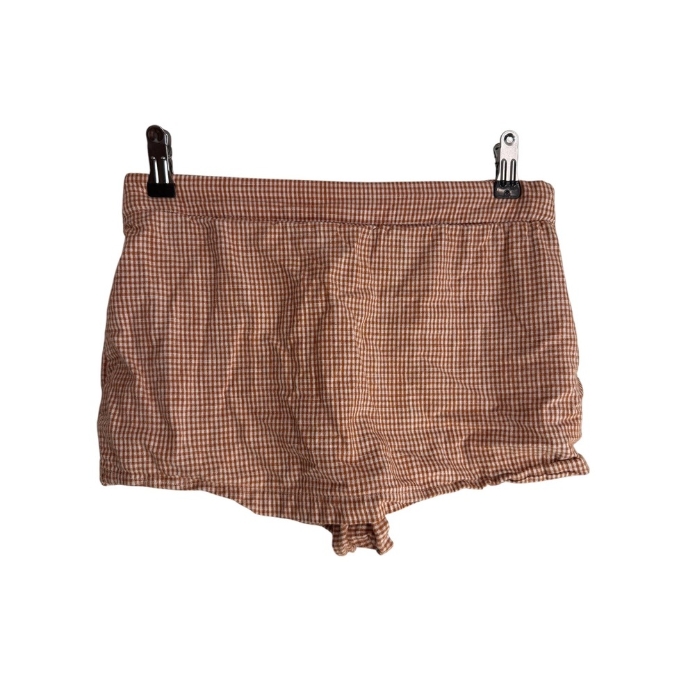 Free People Gingham High Waisted Skort Terracotta Orange White Size 4